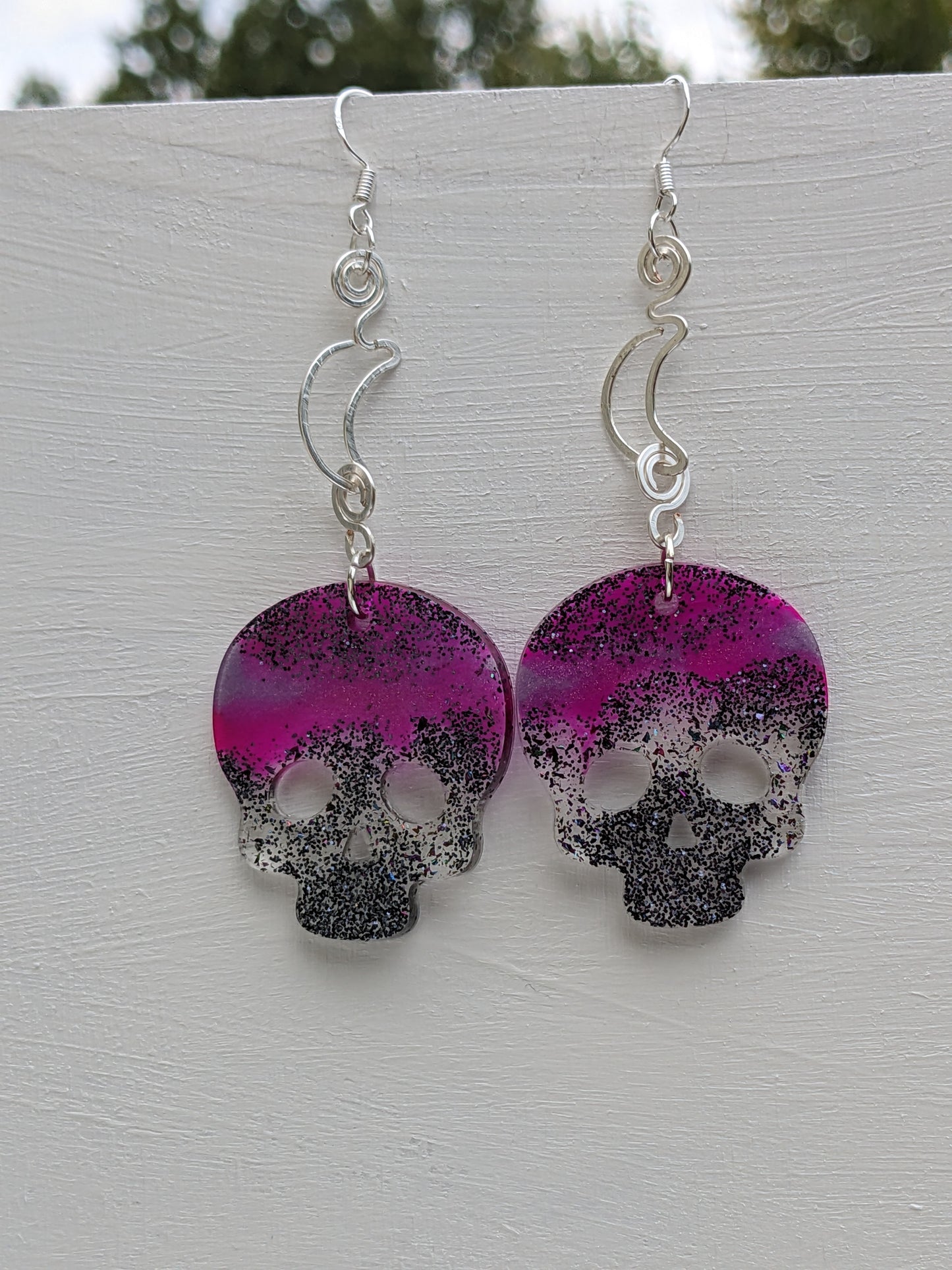 Skull and moon earrings