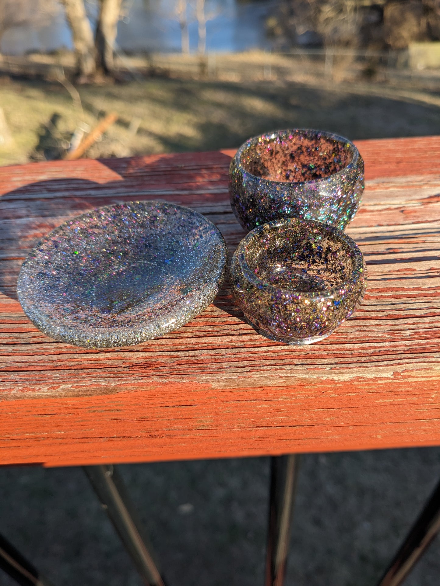Tiny Bowls & Saucer Set Handmade Epoxy Resin