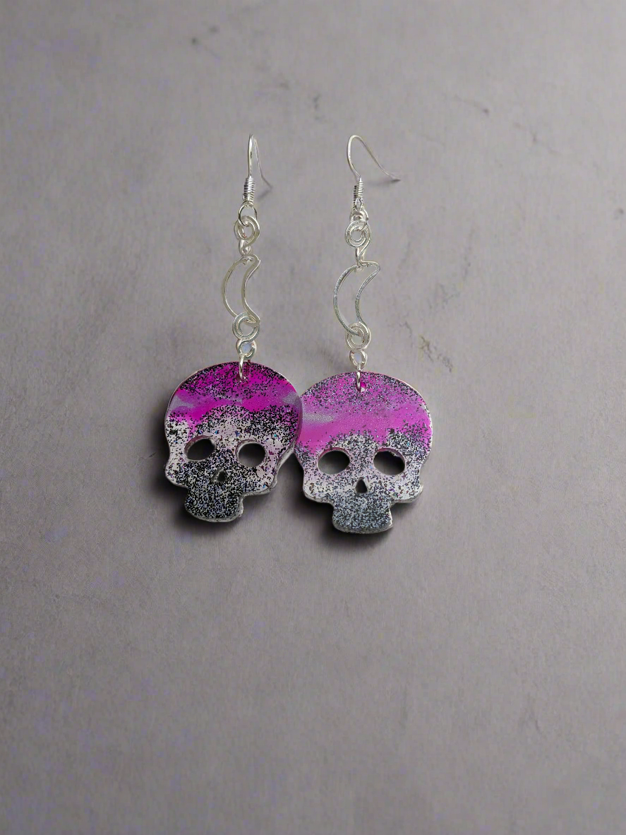 Skull and moon earrings