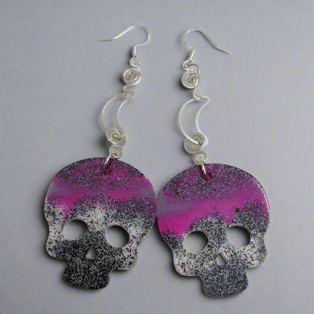 Skull and moon earrings