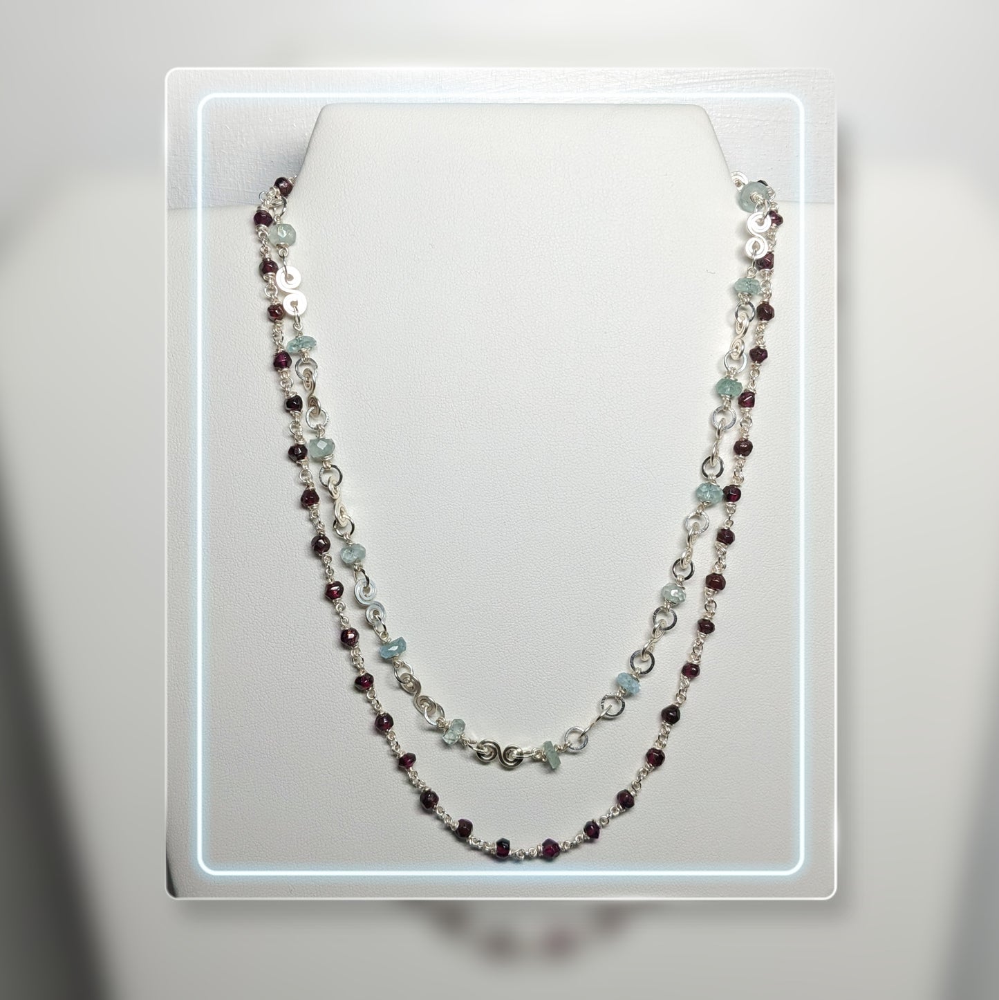 Aquamarine Garnet necklace