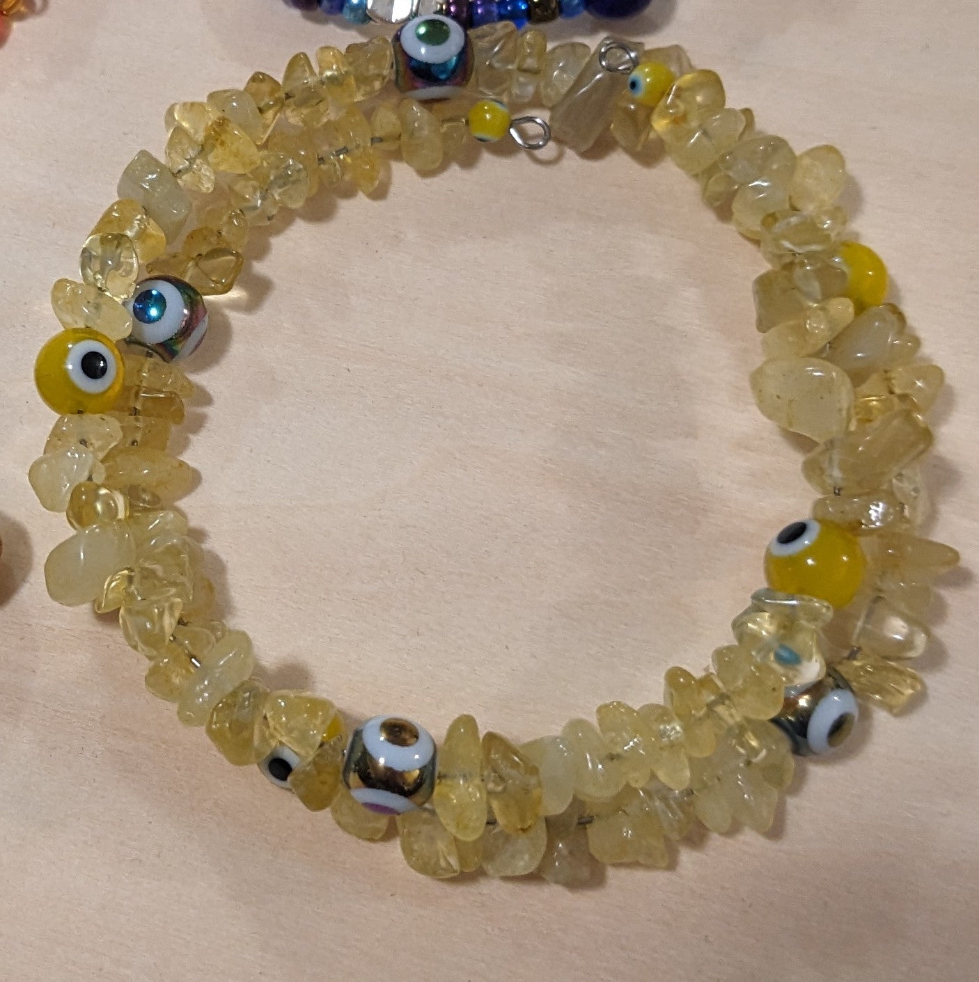 Citrine Crystal Bracelet with Lucky Eye Charms