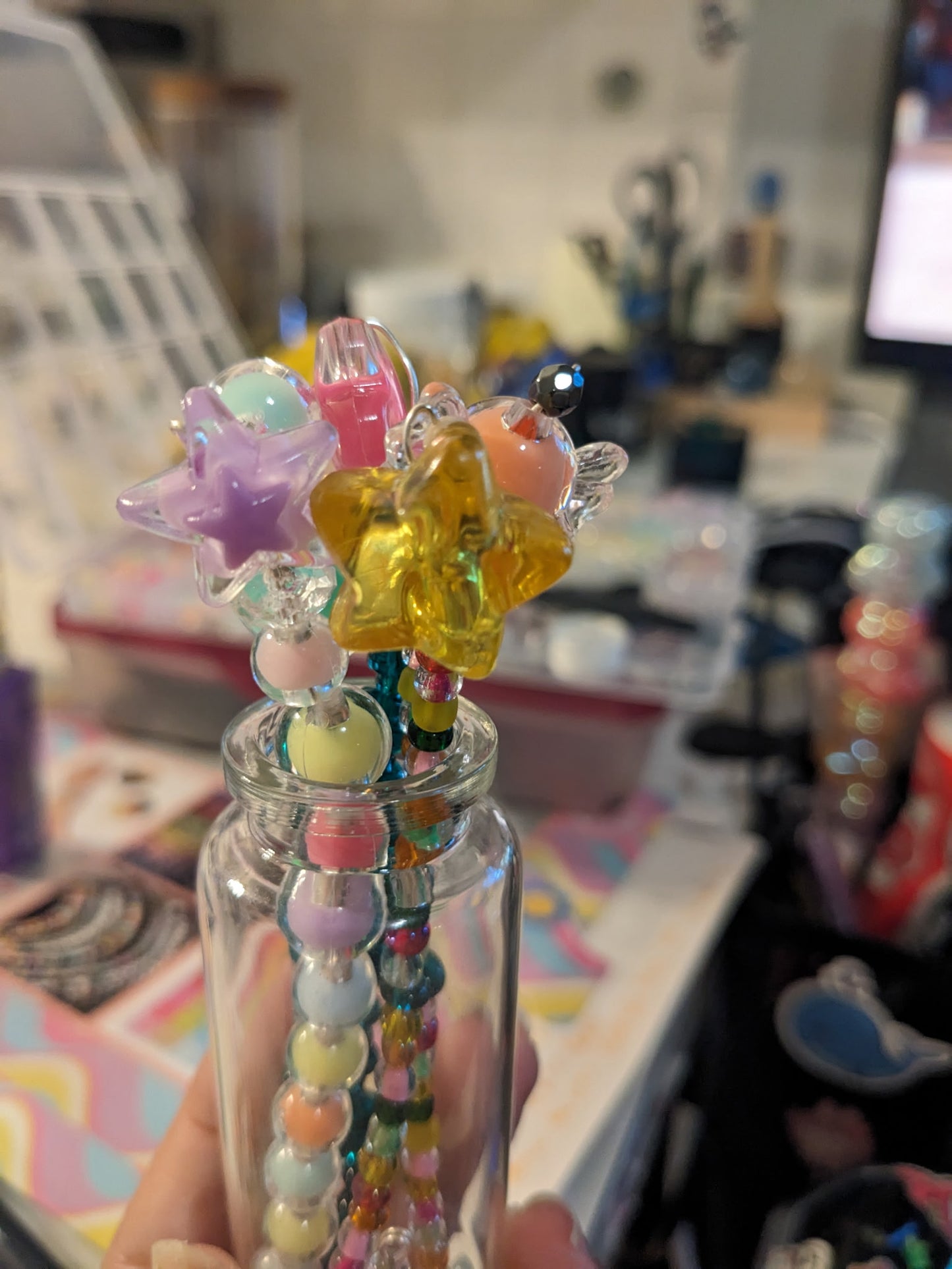 Tiny Beaded Flower Bouquet & Jar