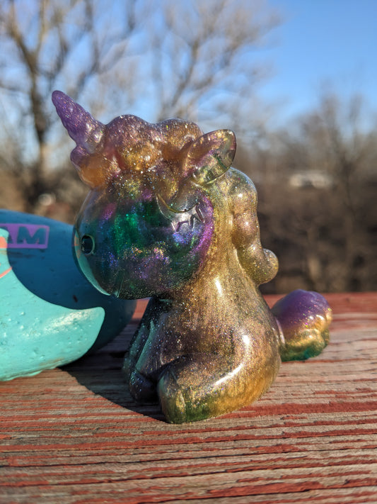 Rainbow Unicorn Handmade Epoxy Resin Art Whimsical Fantasy