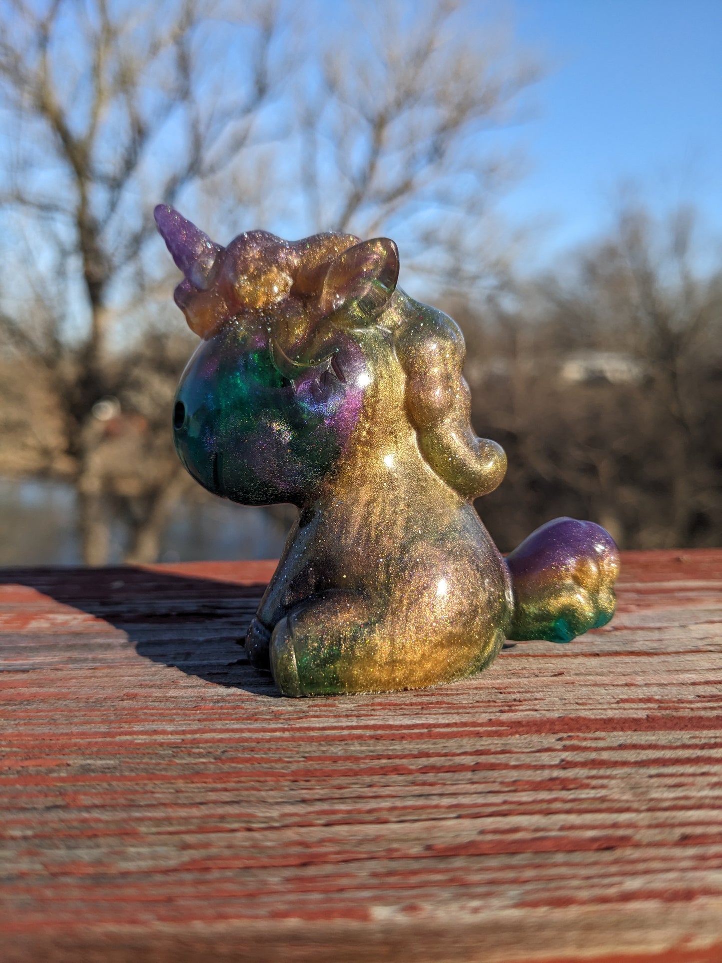 Rainbow Unicorn Handmade Epoxy Resin Art Whimsical Fantasy