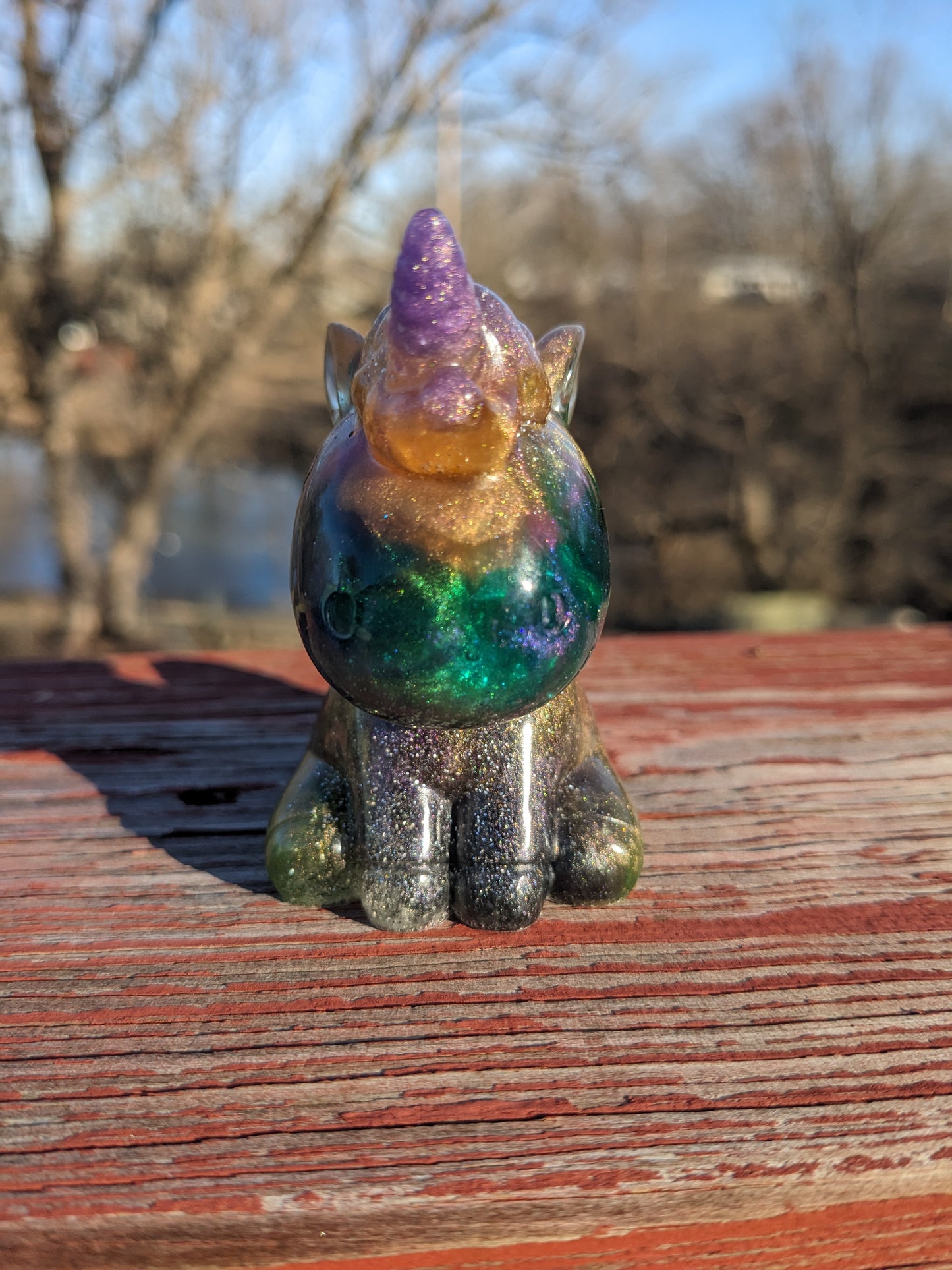 Rainbow Unicorn Handmade Epoxy Resin Art Whimsical Fantasy