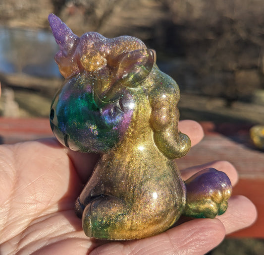Rainbow Unicorn Handmade Epoxy Resin Art Whimsical Fantasy