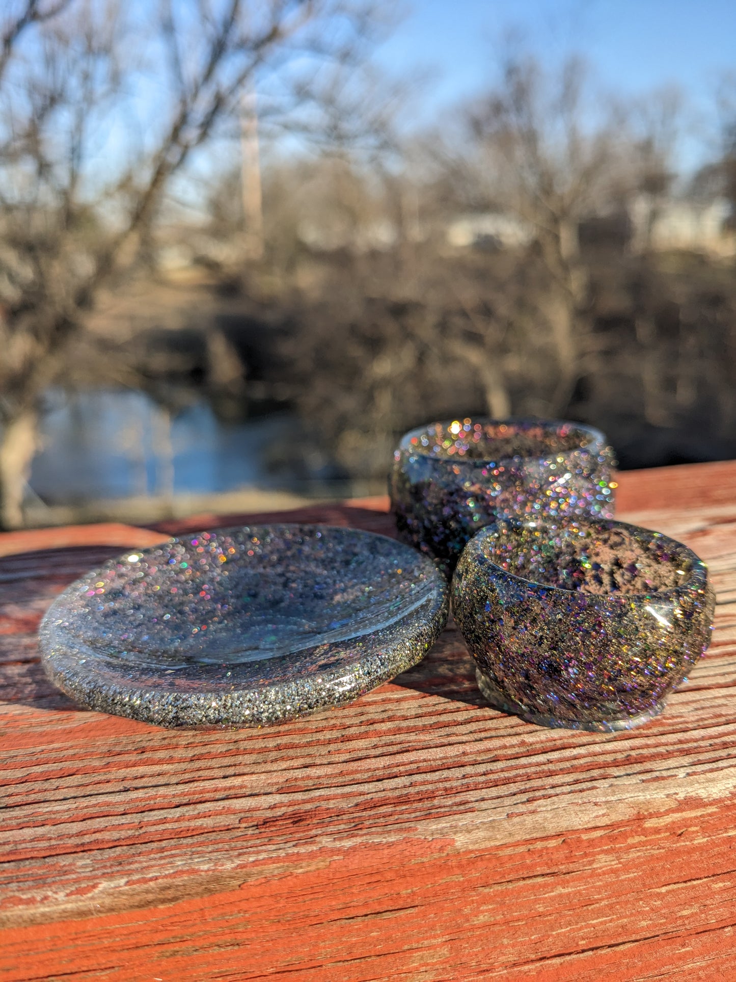 Tiny Bowls & Saucer Set Handmade Epoxy Resin