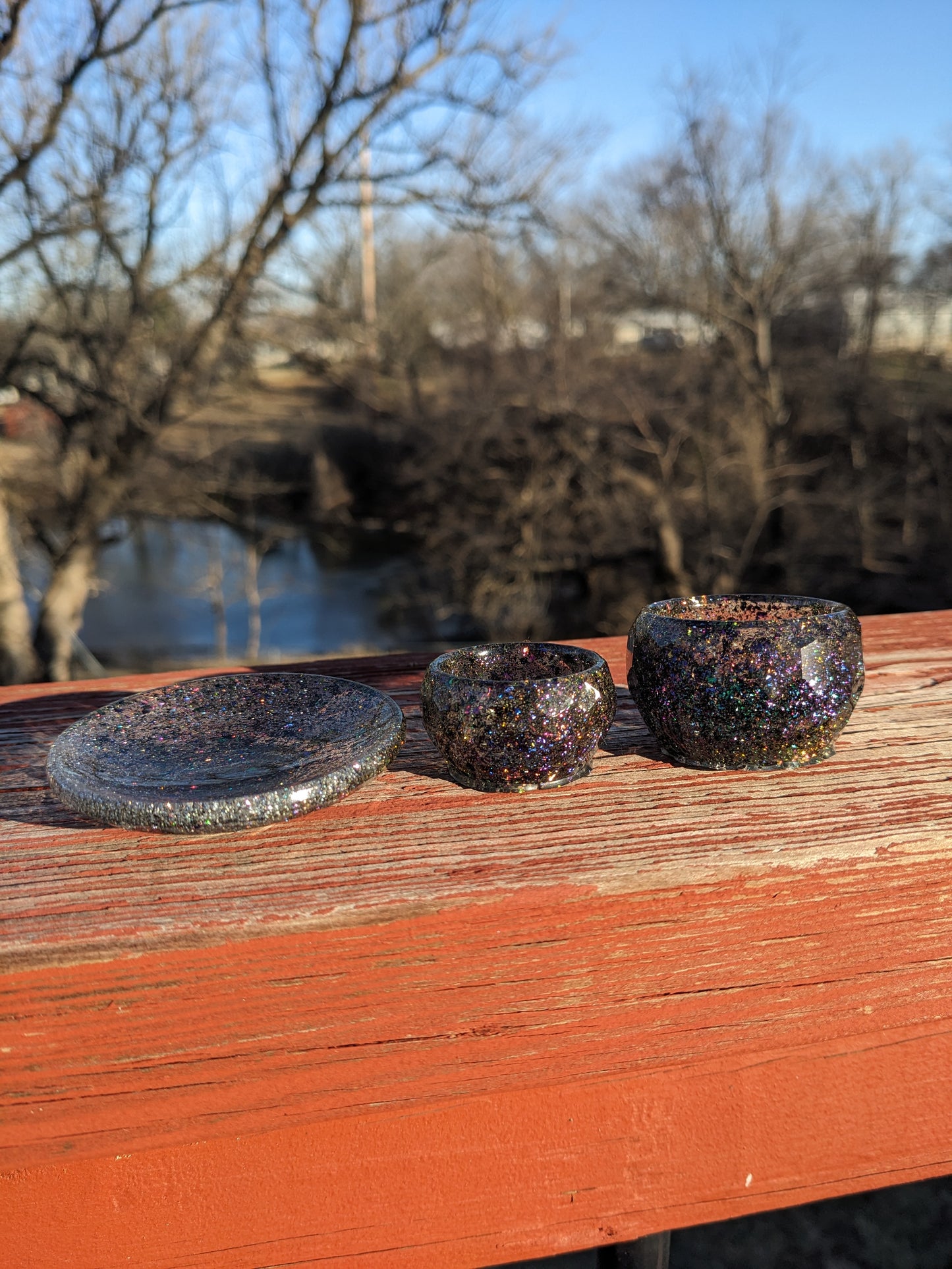 Tiny Bowls & Saucer Set Handmade Epoxy Resin