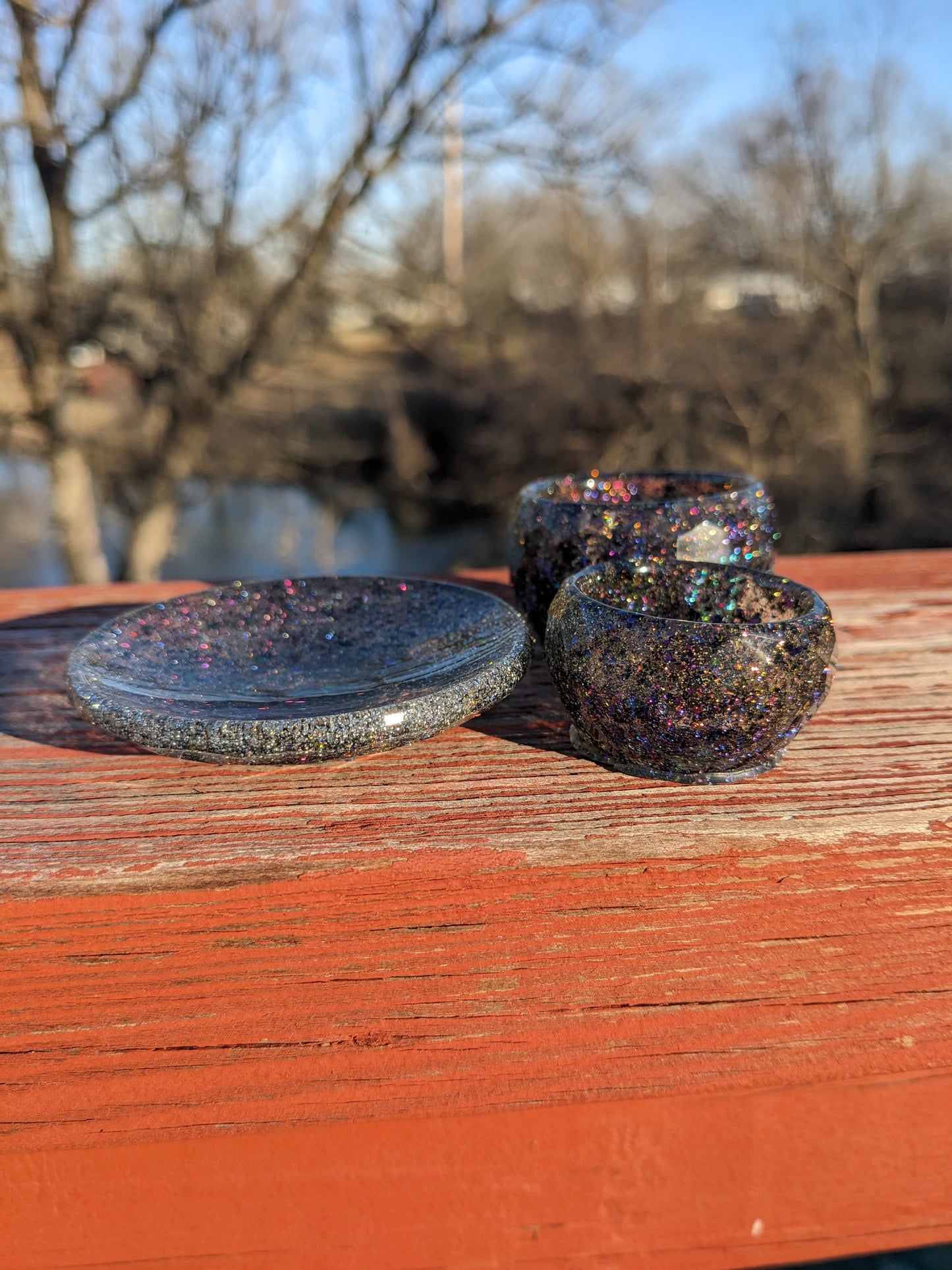 Tiny Bowls & Saucer Set Handmade Epoxy Resin