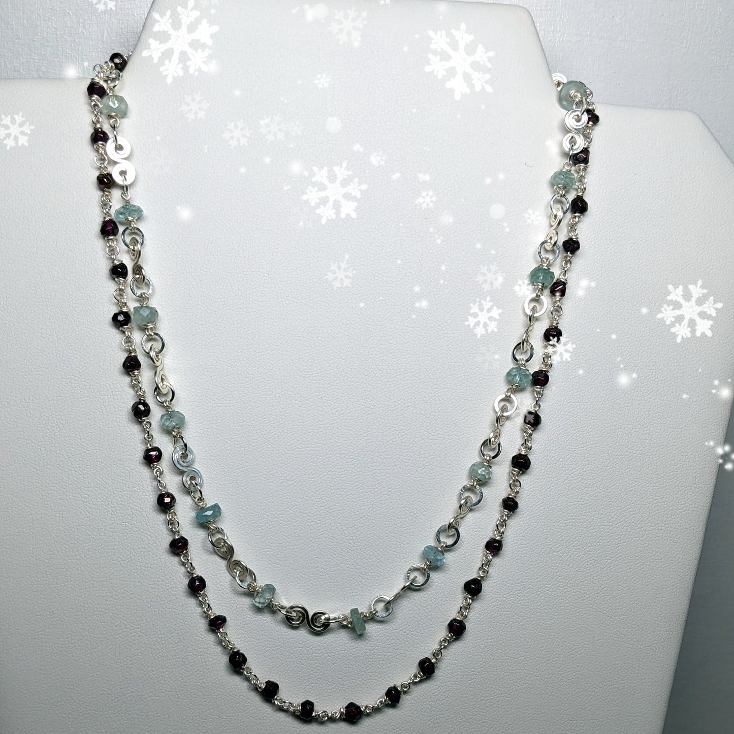 Aquamarine Garnet necklace