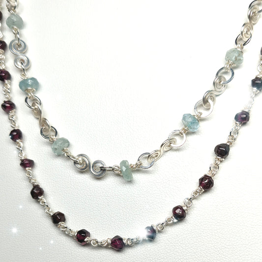 Aquamarine Garnet necklace