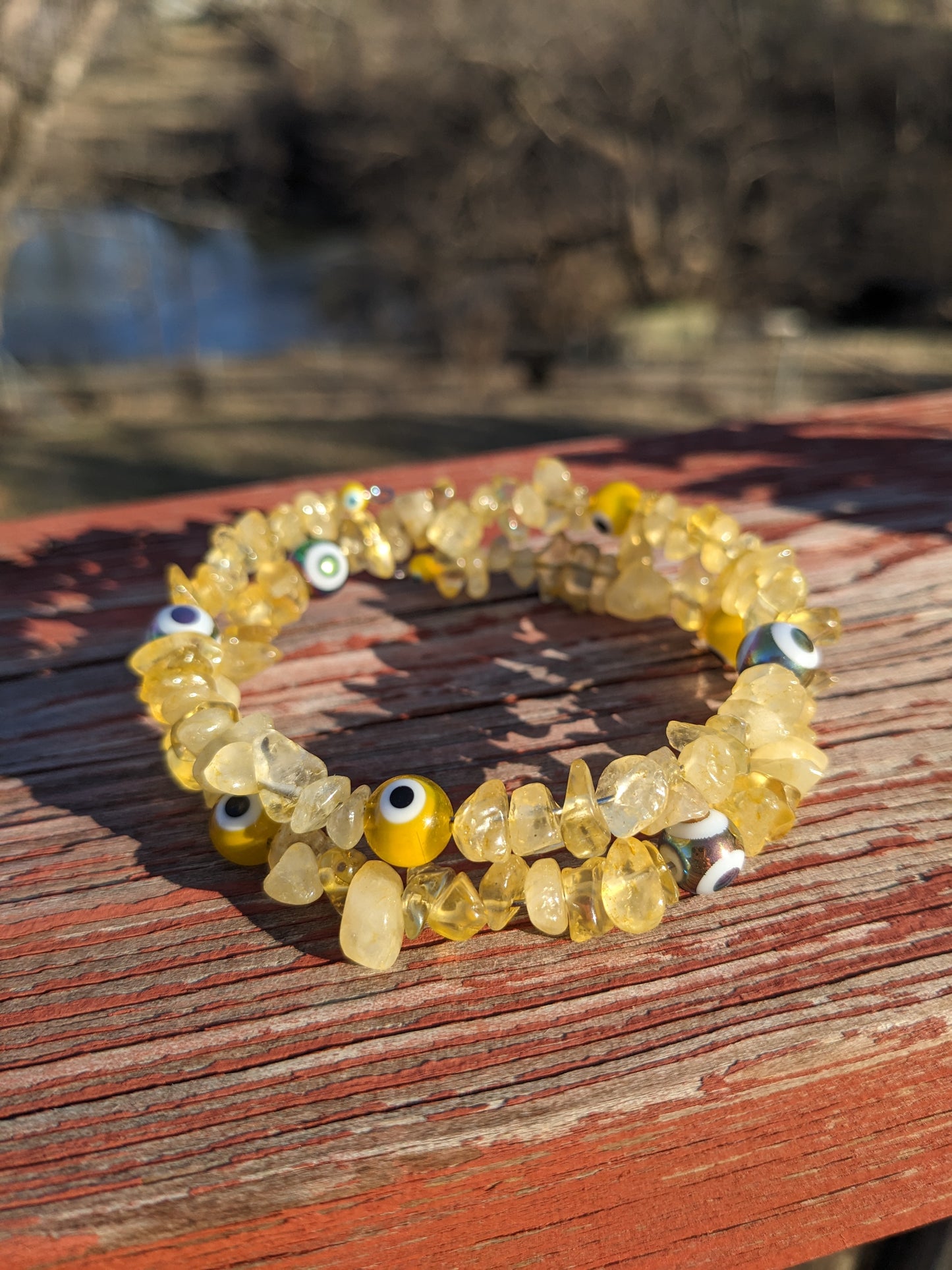 Citrine Crystal Bracelet with Lucky Eye Charms