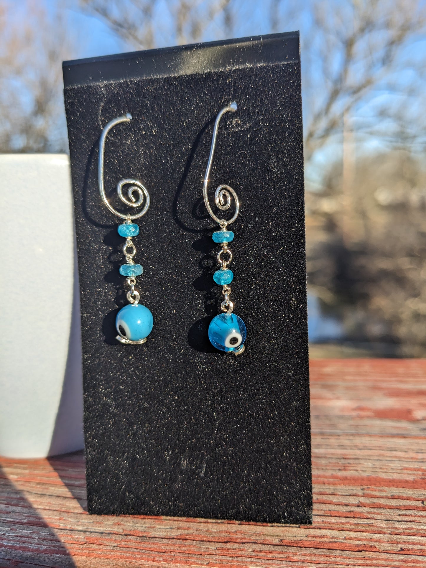 Blue Apetite Evil Eye Dangle Earrings