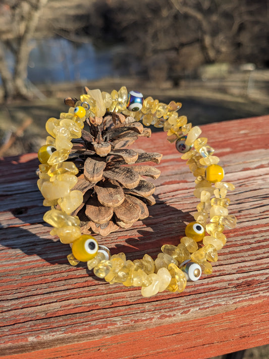 Citrine Crystal Bracelet with Lucky Eye Charms