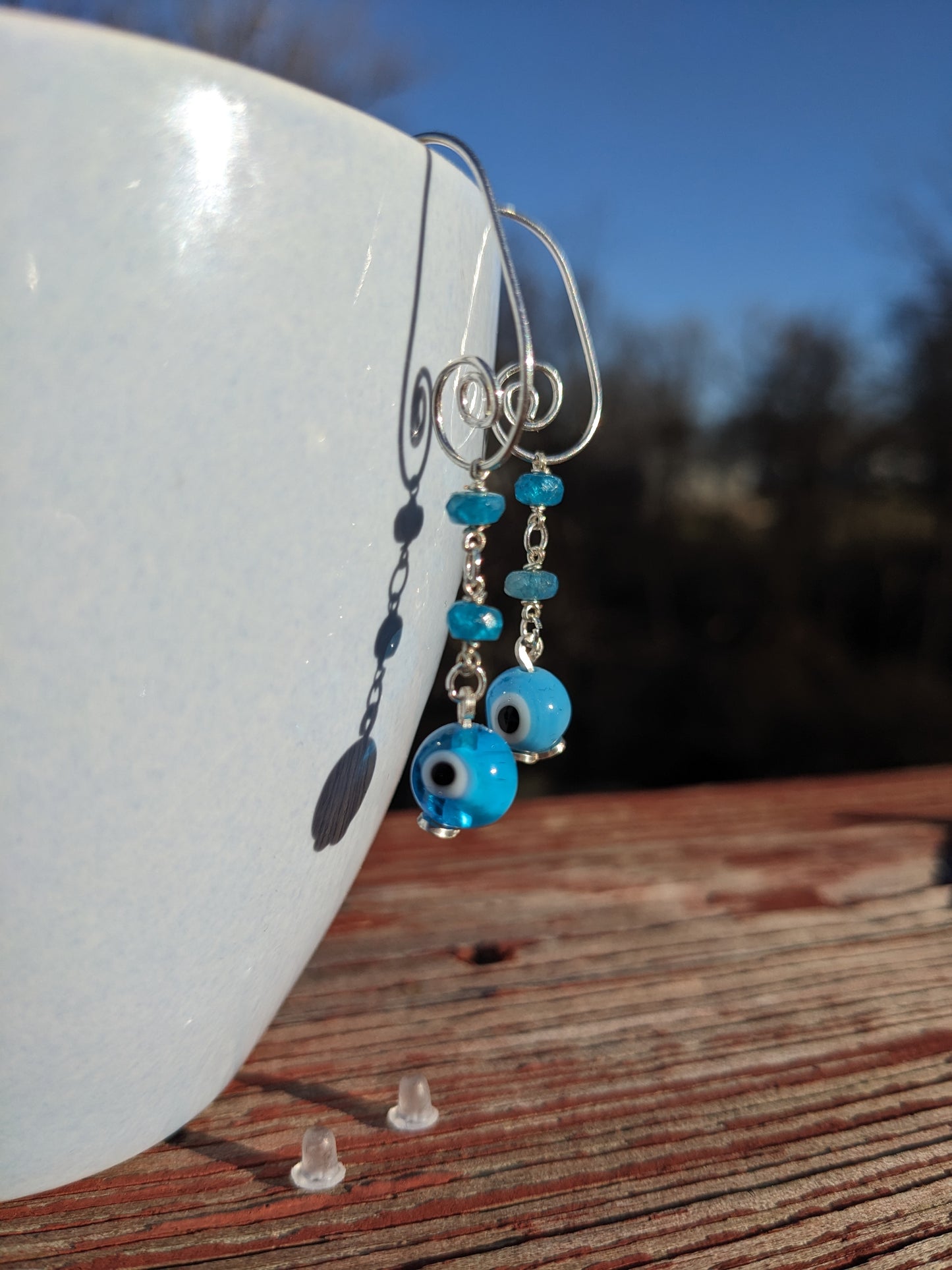 Blue Apetite Evil Eye Dangle Earrings